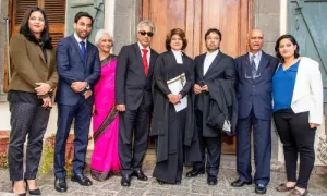Urmila Boolell SC with family, Temple Law Mauritius 2016