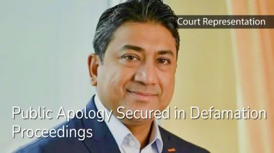 Public Apology secured in Defamation Proceedings